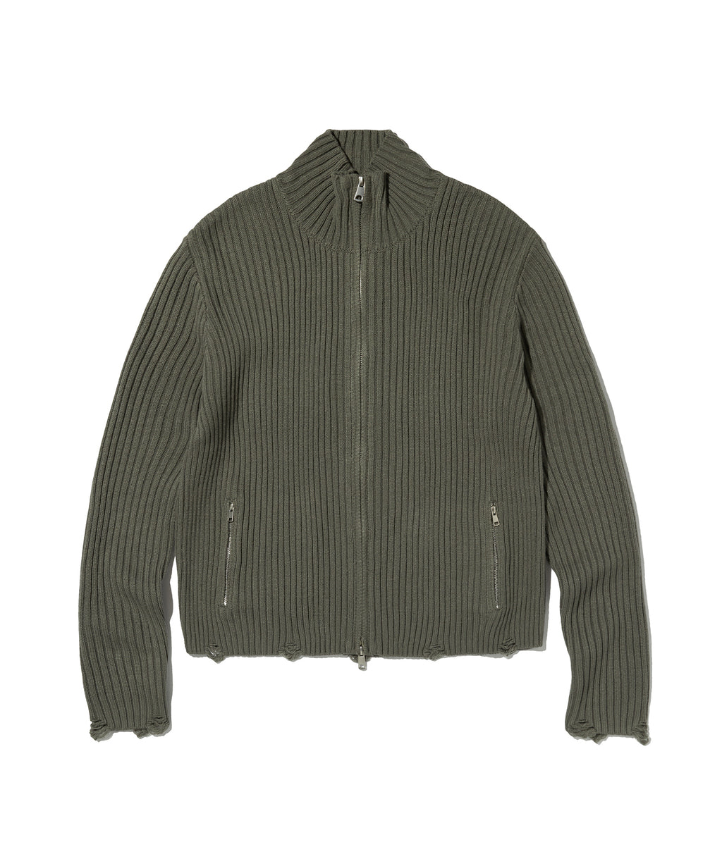 DAMAGE KNIT ZIP UP [GRAY]