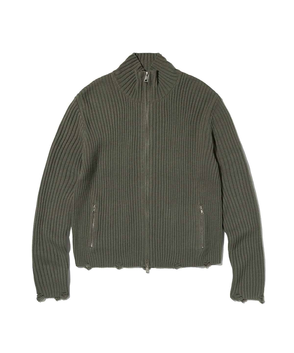 DAMAGE KNIT ZIP UP [GRAY]