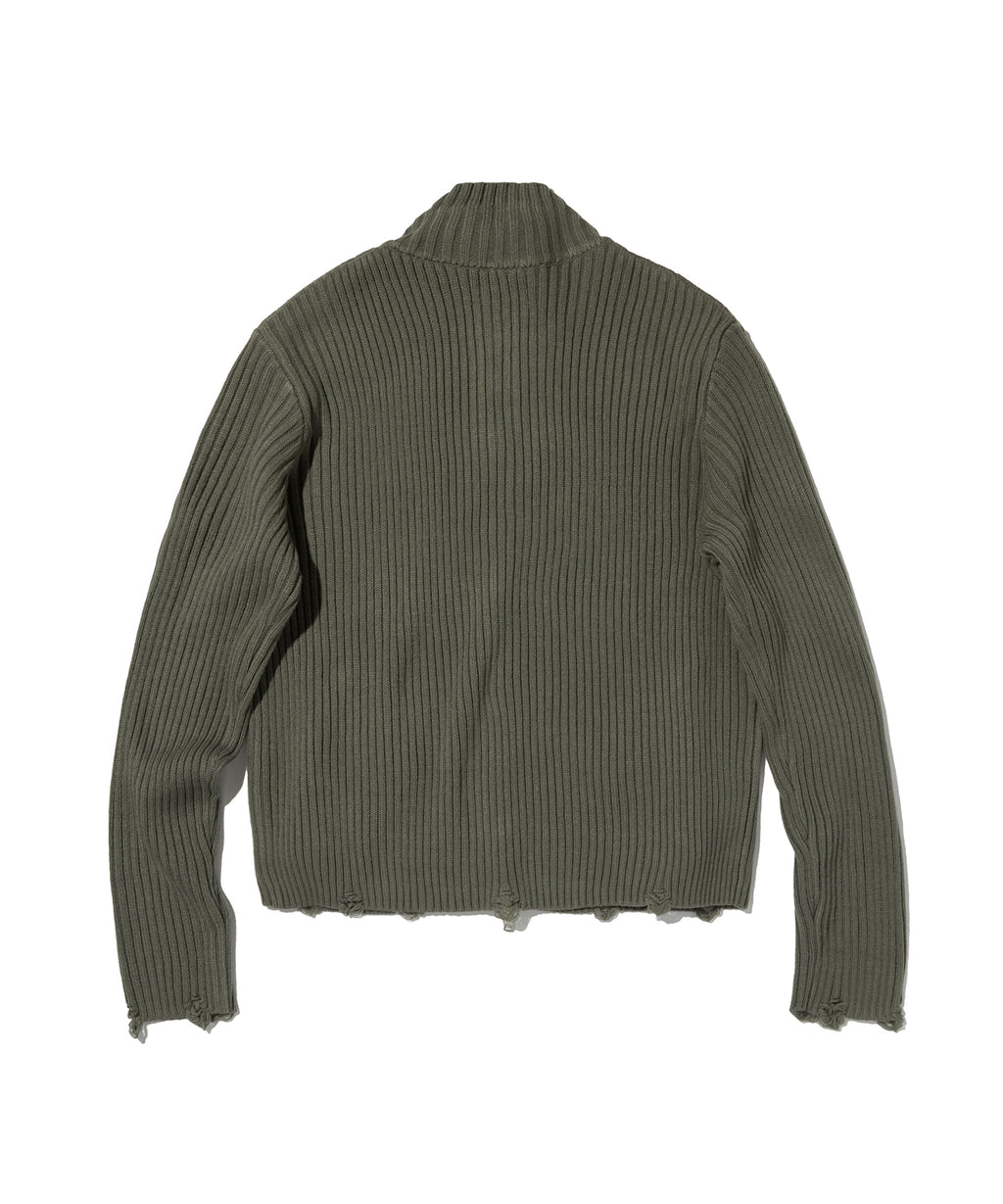 DAMAGE KNIT ZIP UP [GRAY]