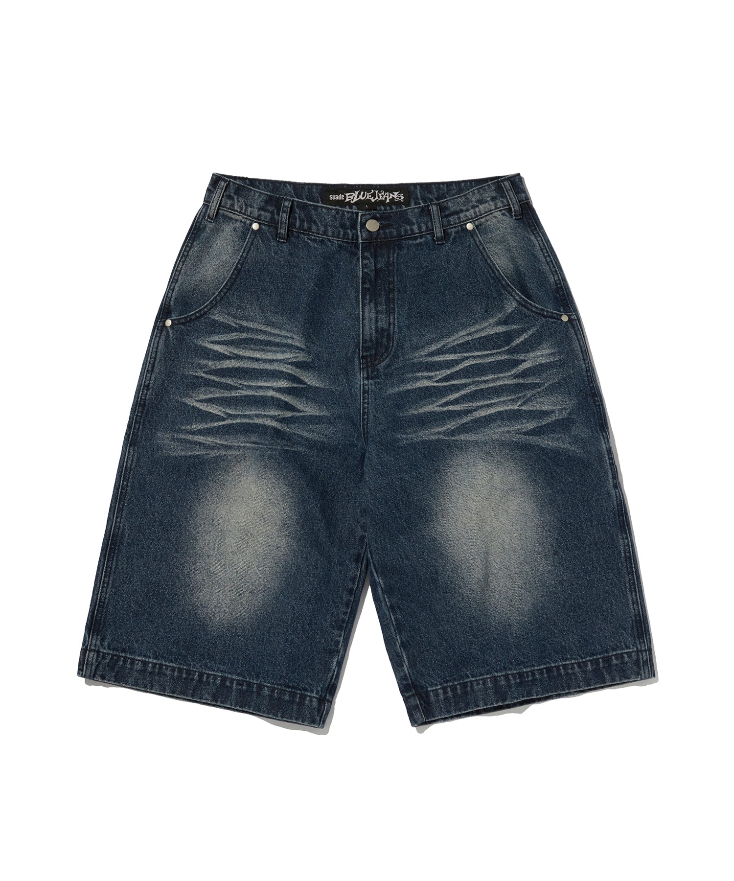 WRINKLE WASHED SHORTS [DARK BLUE]