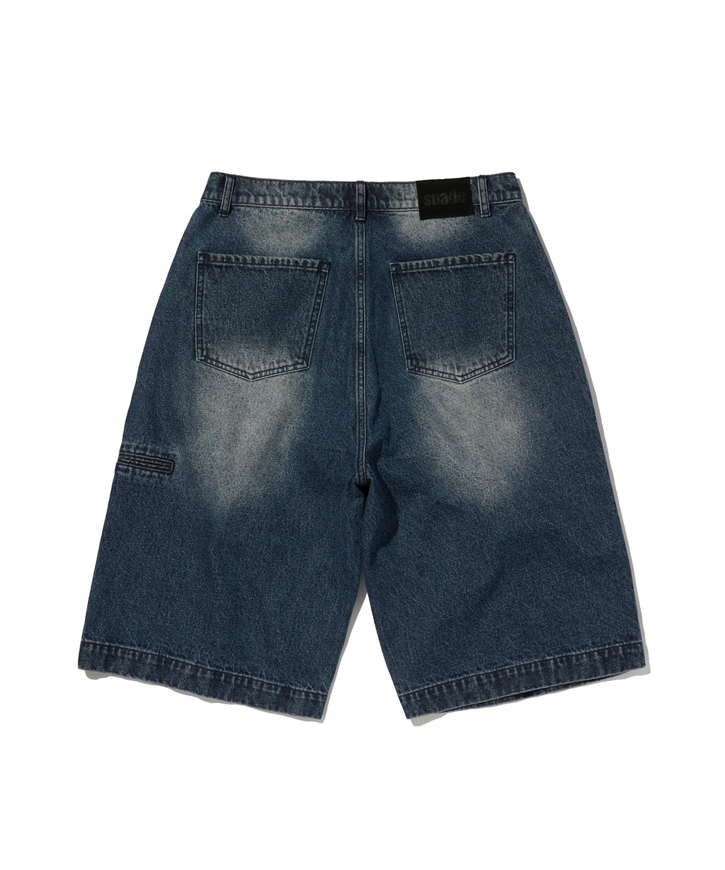 WRINKLE WASHED SHORTS [DARK BLUE]