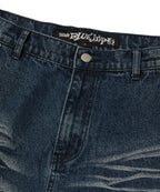 WRINKLE WASHED SHORTS [DARK BLUE]