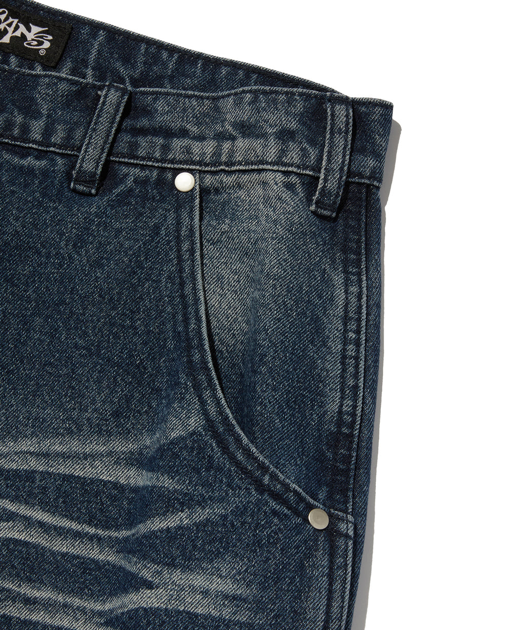 WRINKLE WASHED SHORTS [DARK BLUE]