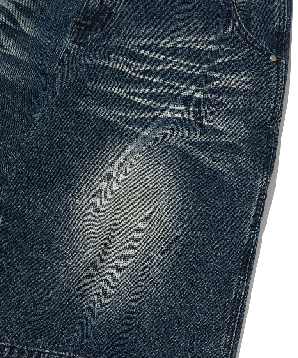 WRINKLE WASHED SHORTS [DARK BLUE]