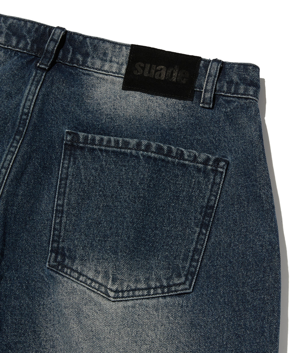 WRINKLE WASHED SHORTS [DARK BLUE]