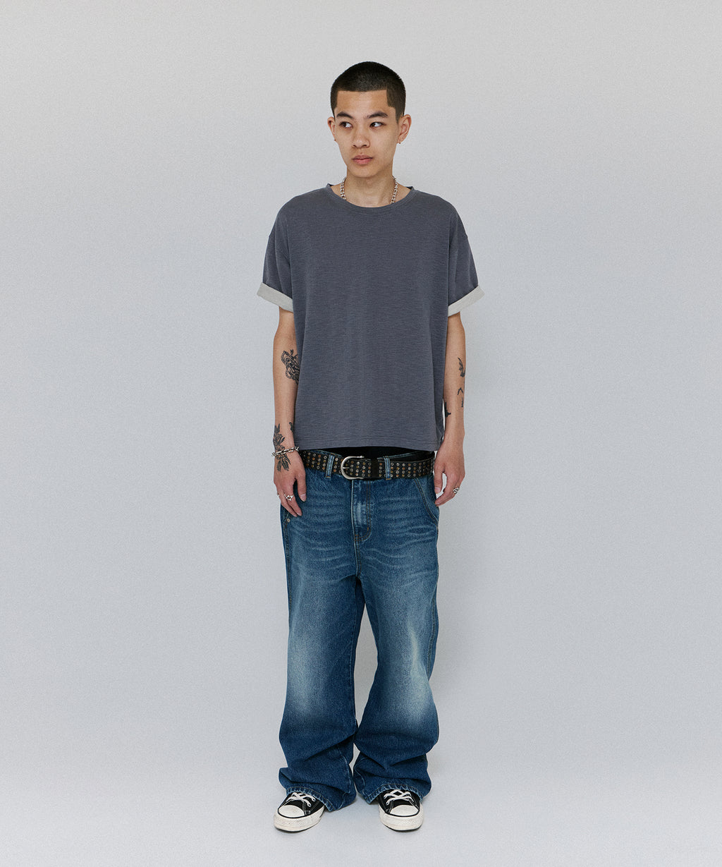 TEXTURED LAYERED TEE [PURPLE]