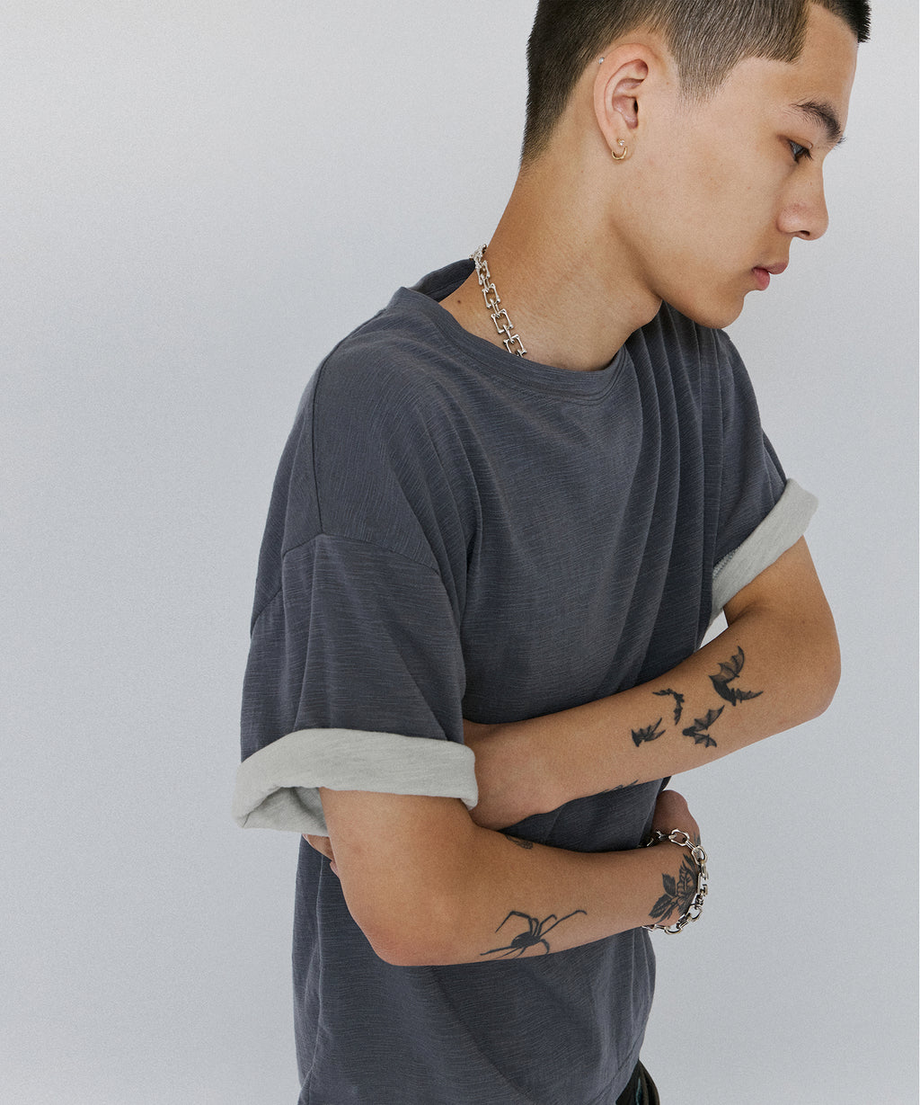 TEXTURED LAYERED TEE [PURPLE]