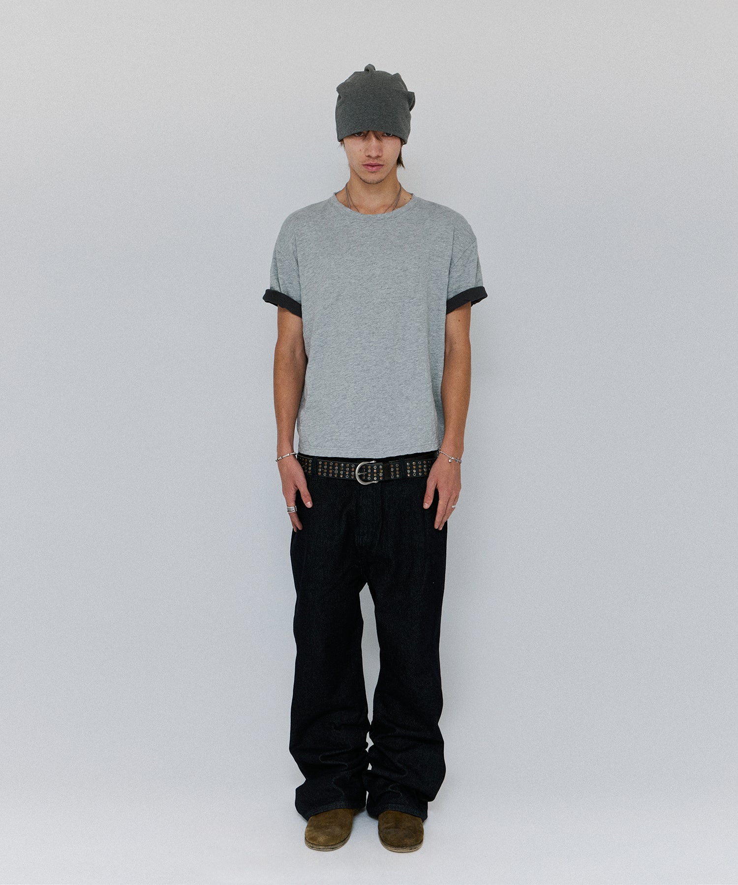 TEXTURED LAYERED TEE [GRAY]