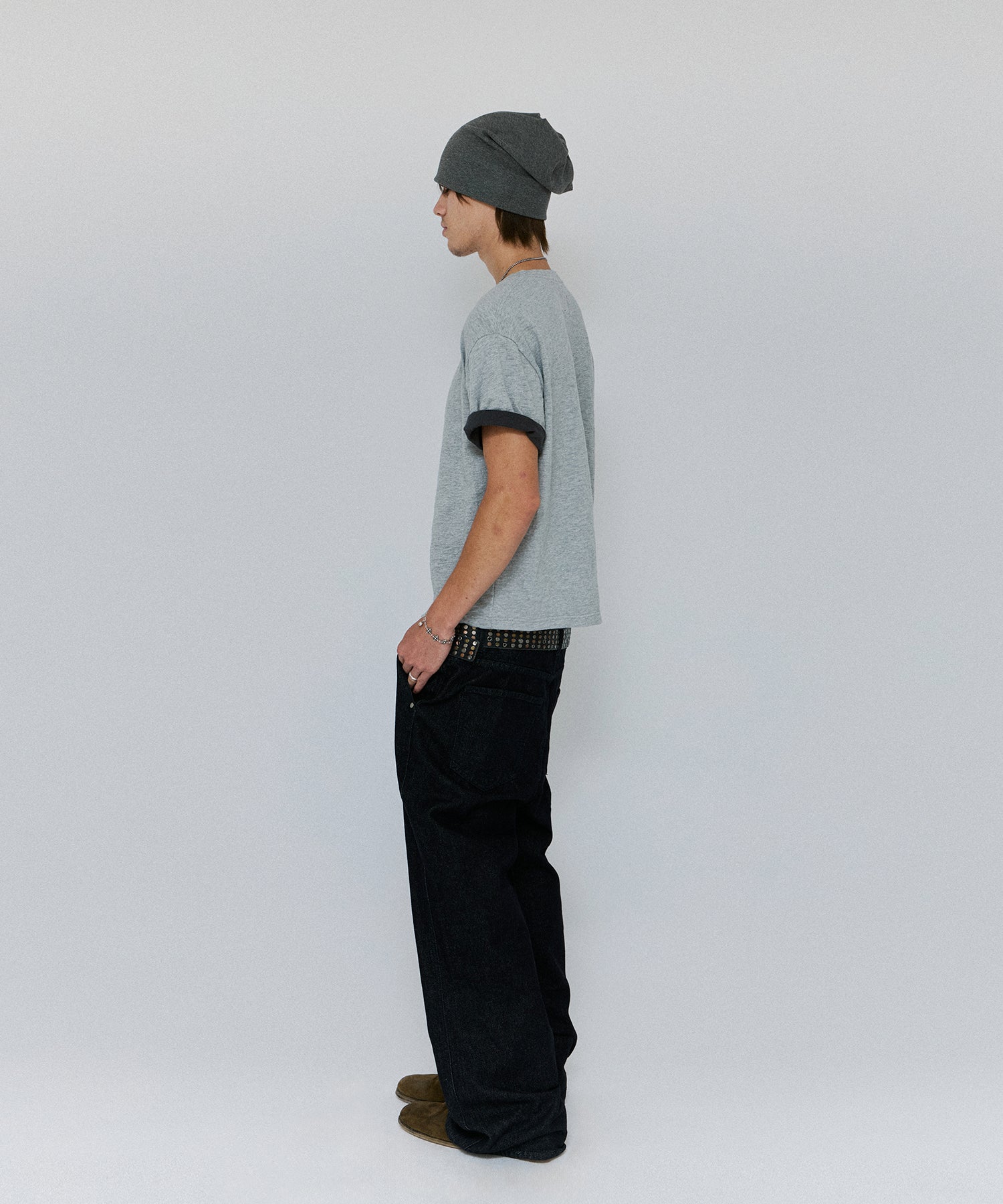 TEXTURED LAYERED TEE [GRAY]