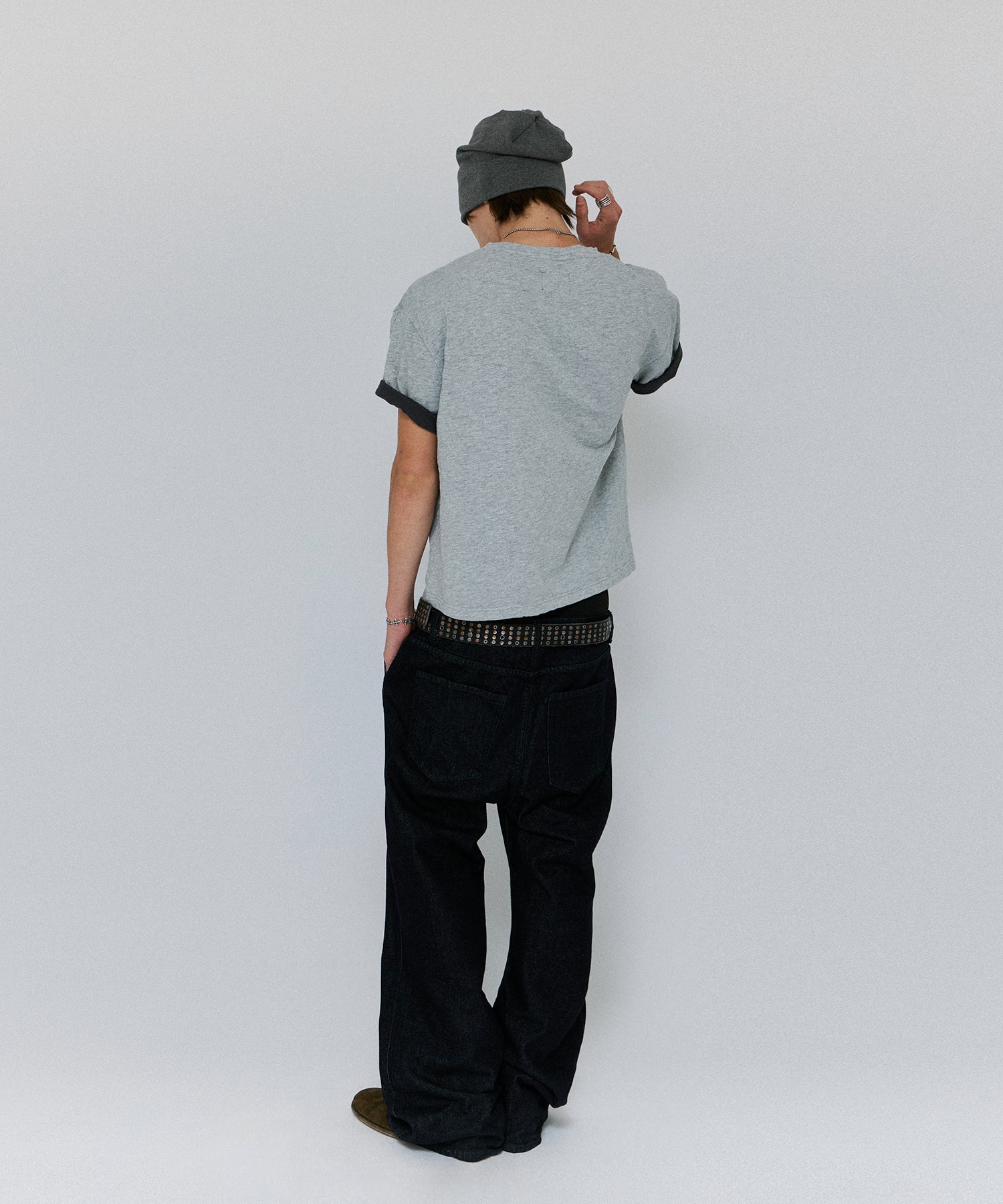 TEXTURED LAYERED TEE [GRAY]