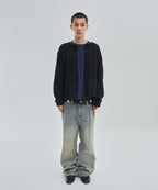 SHEARLING KNIT CARDIGAN [BLACK]