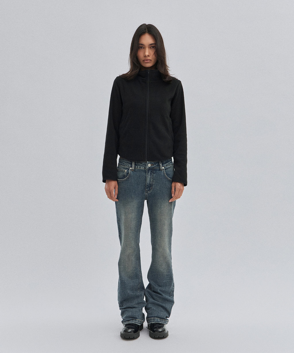 SLIM FLEECE JACKET [BLACK]