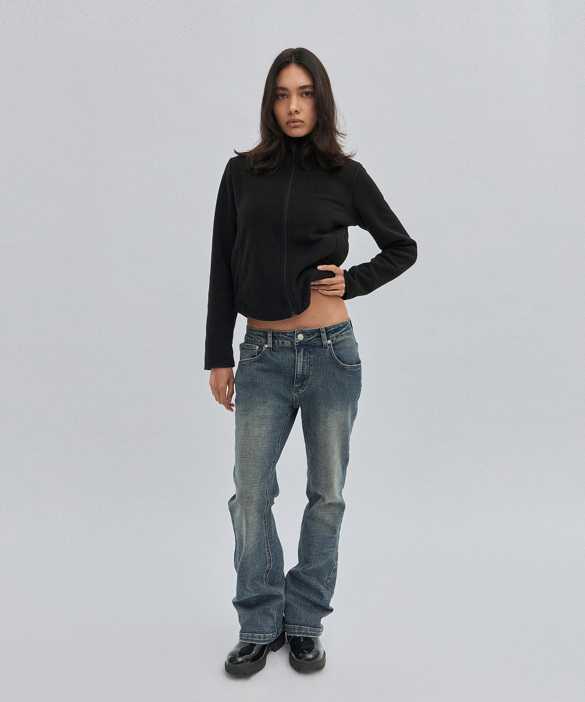 SLIM FLEECE JACKET [BLACK]