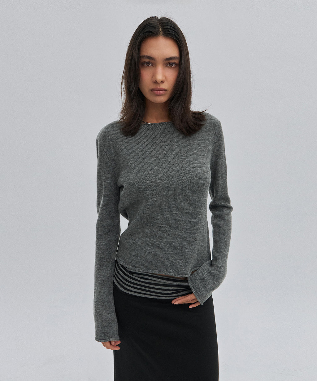 BOAT NECK KNIT [GRAY]
