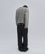 V NECK ROLLED KNIT [GRAY]