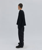 V NECK ROLLED KNIT [BLACK]