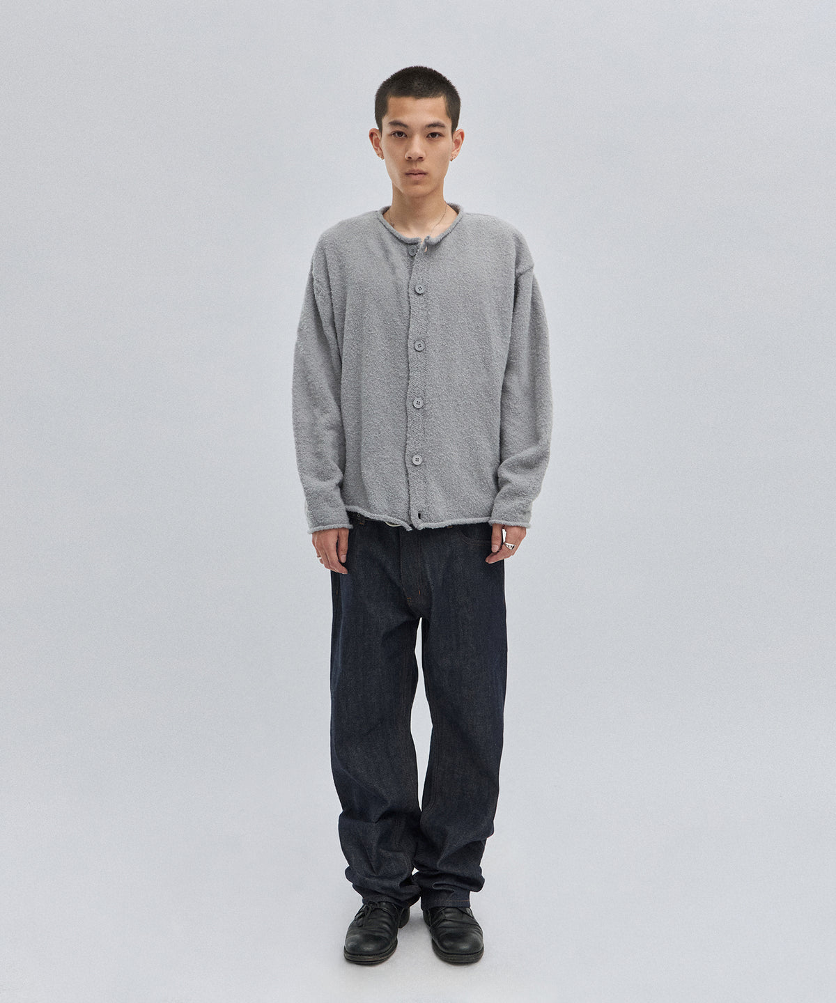 SHEARLING KNIT CARDIGAN [GRAY]