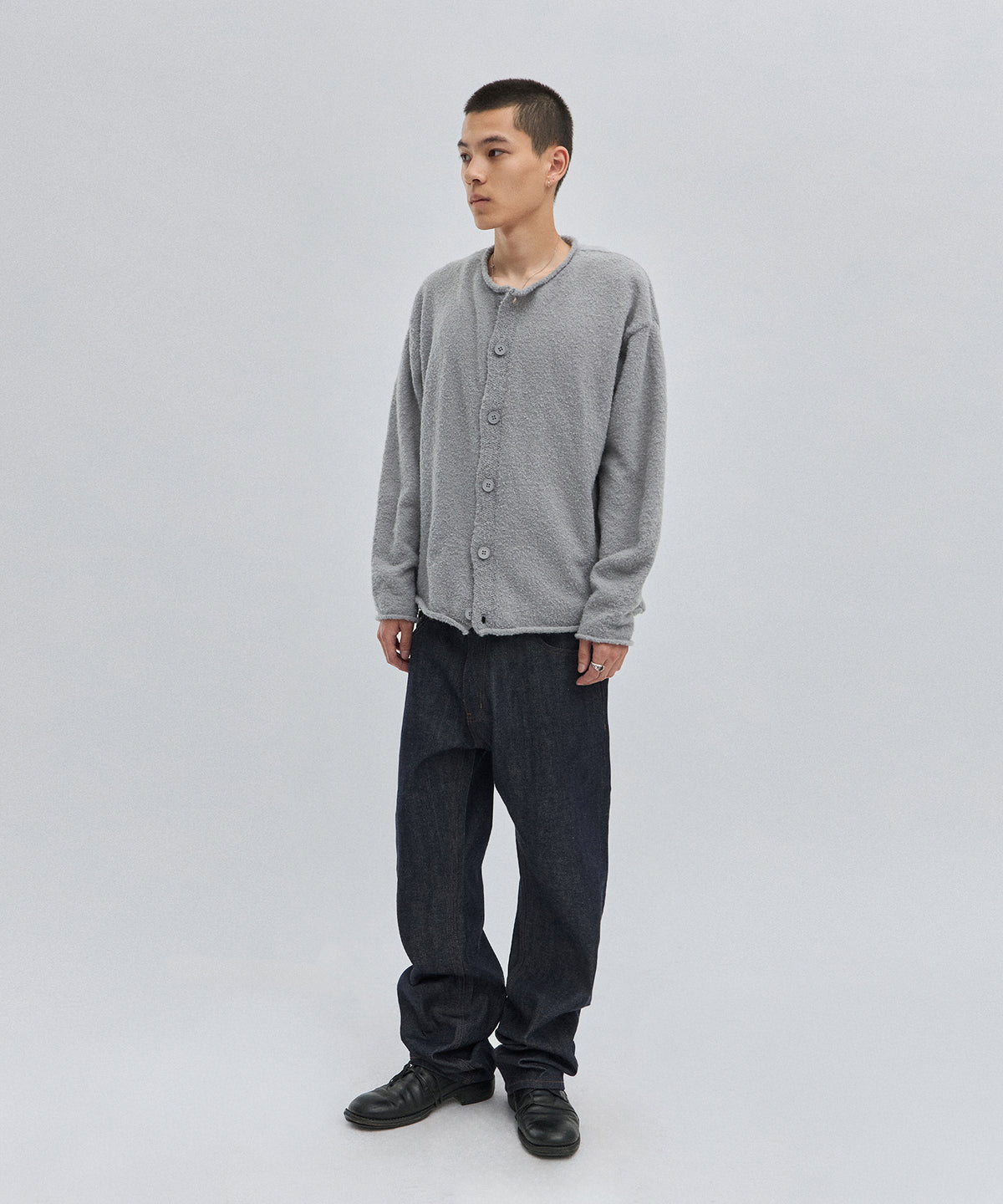 SHEARLING KNIT CARDIGAN [GRAY]