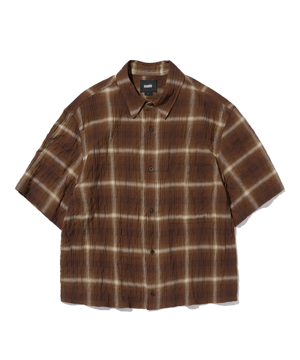 CHECK SHORT SLEEVE SHIRT [LIGHT BROWN]