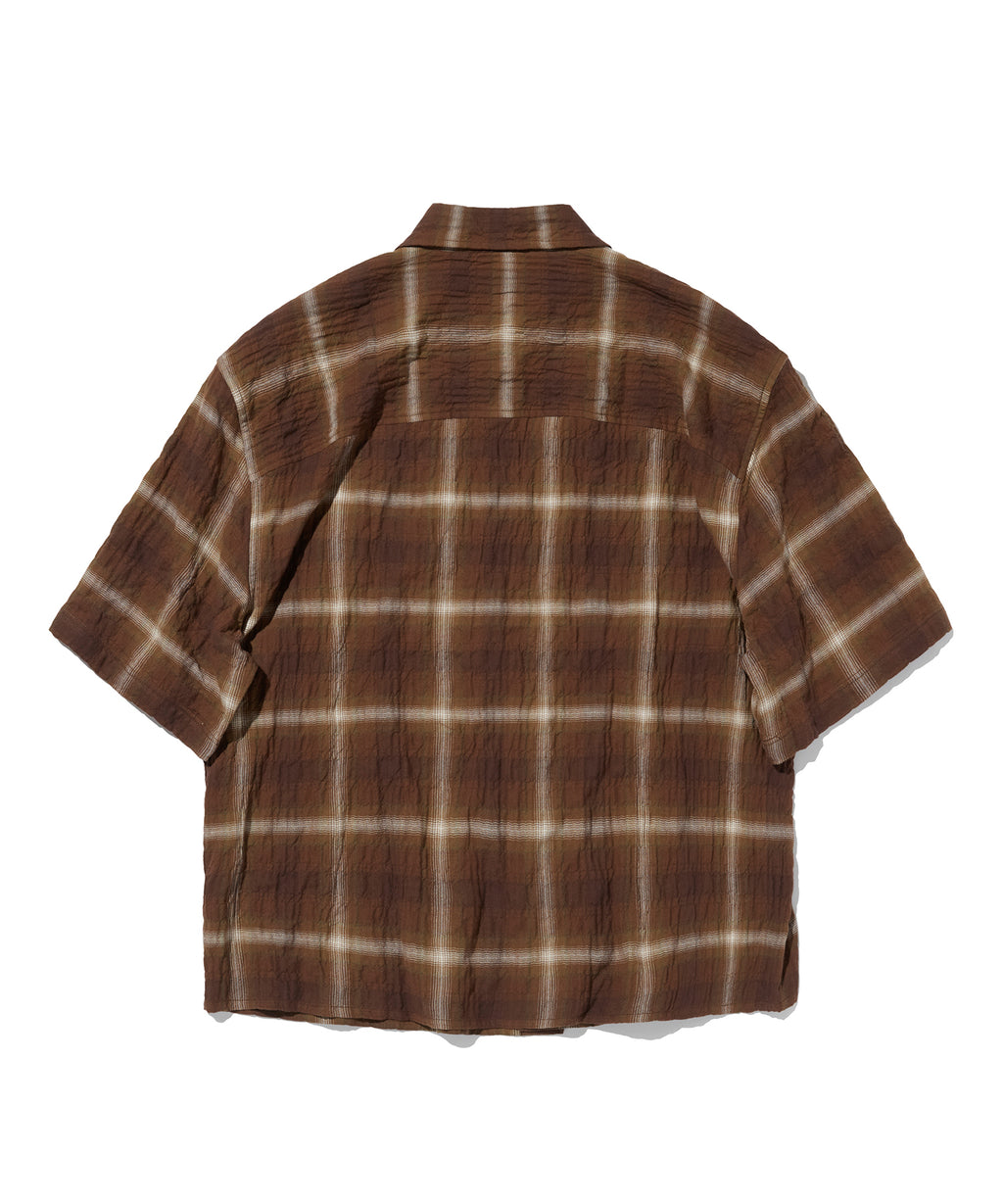 CHECK SHORT SLEEVE SHIRT [LIGHT BROWN]