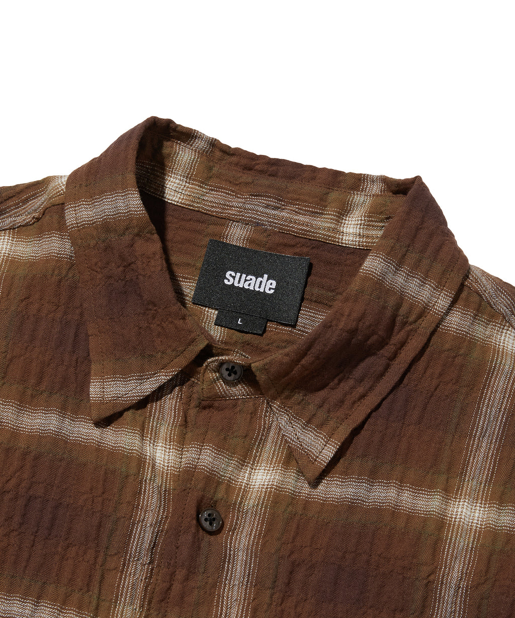 CHECK SHORT SLEEVE SHIRT [LIGHT BROWN]