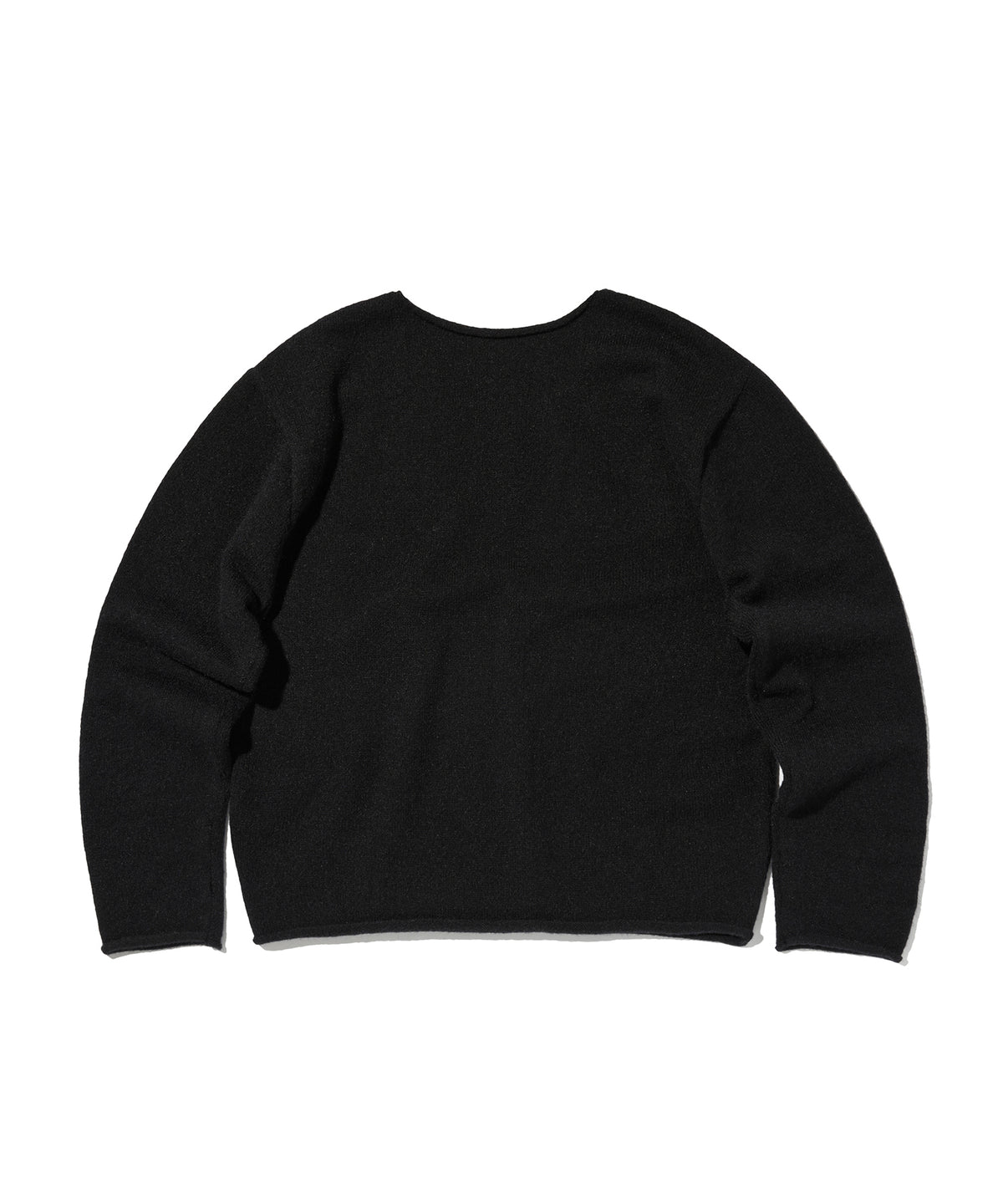 V NECK ROLLED KNIT [BLACK]