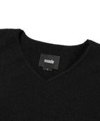 V NECK ROLLED KNIT [BLACK]