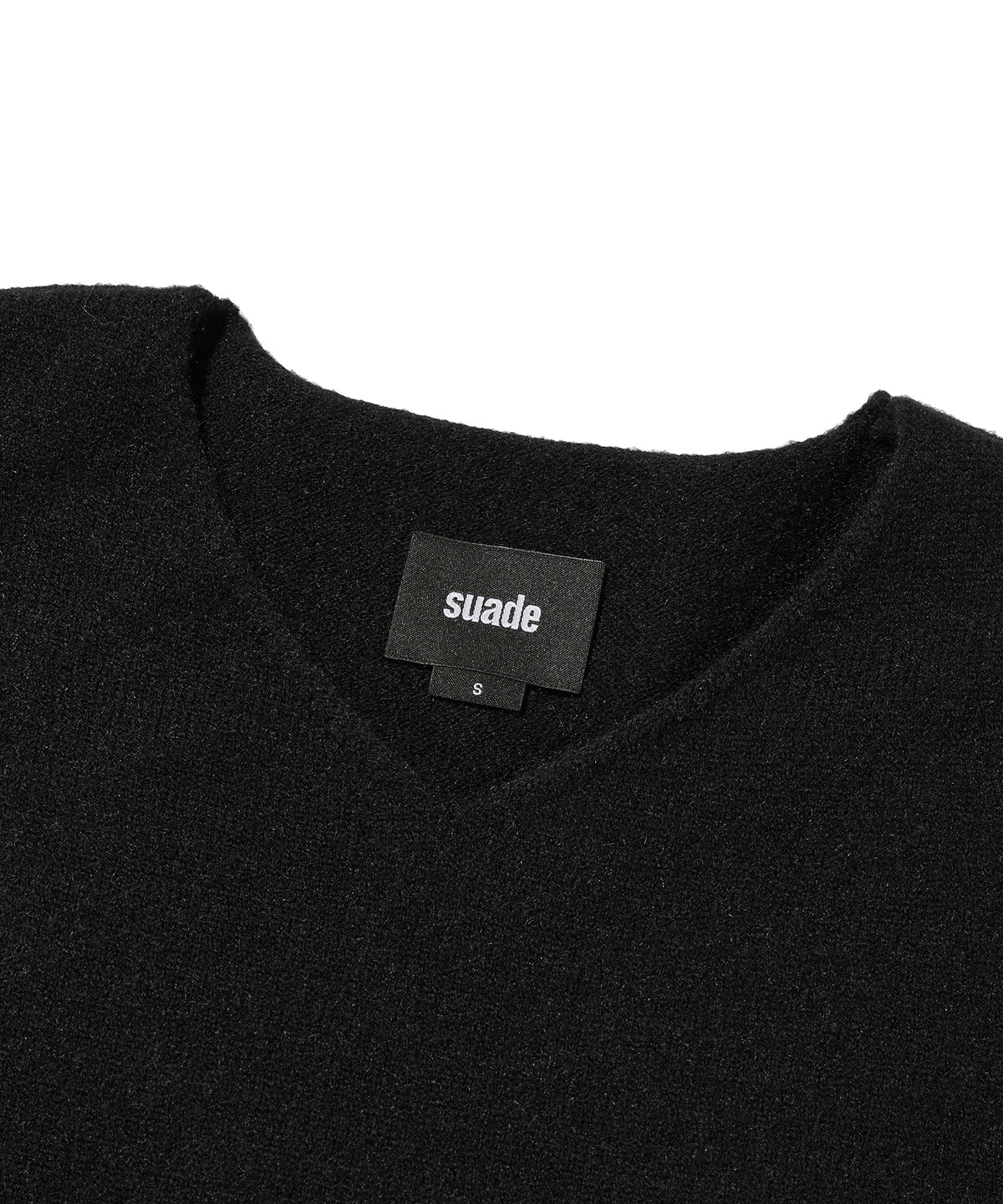 V NECK ROLLED KNIT [BLACK]