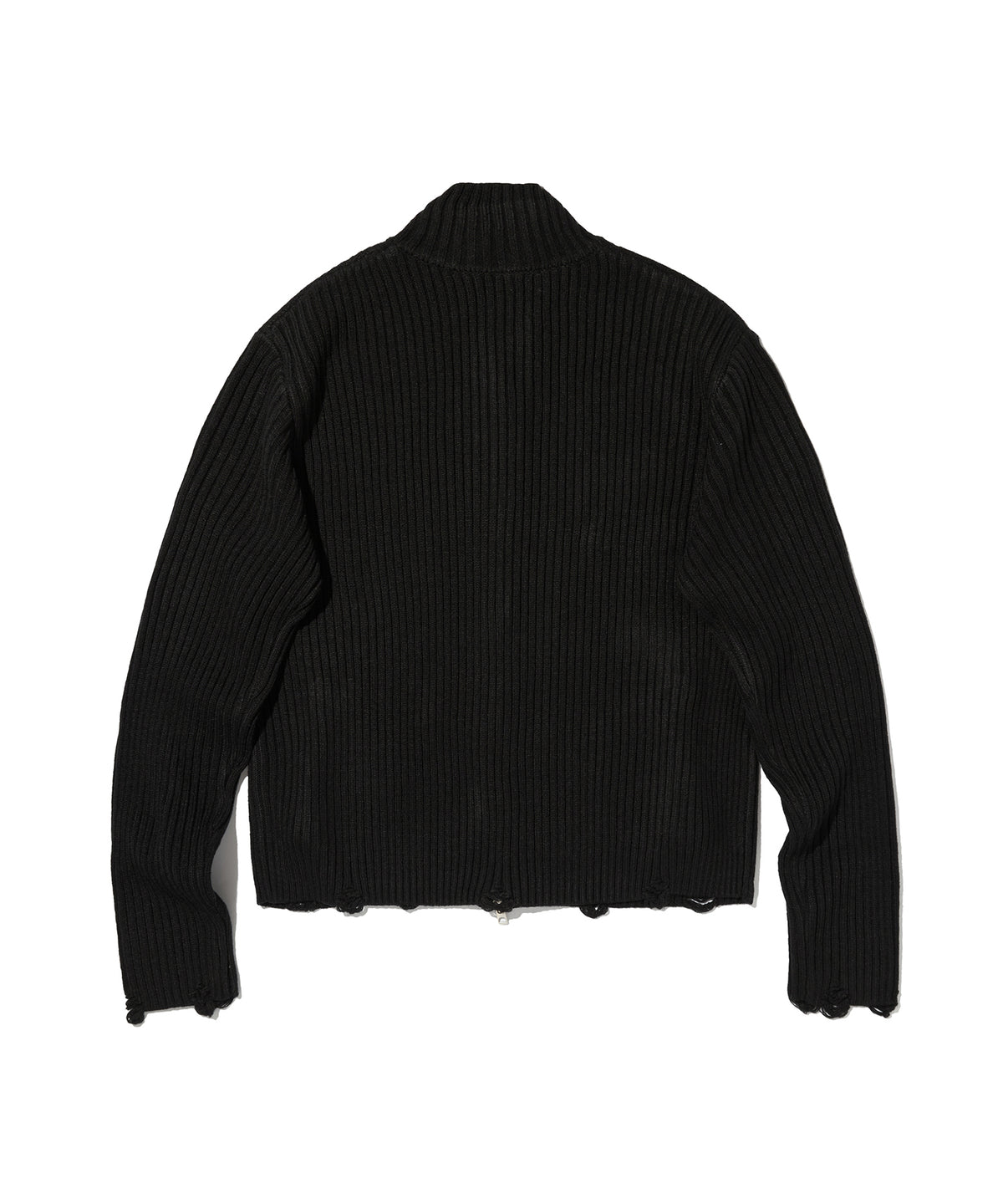 DAMAGE KNIT ZIP UP [BLACK]