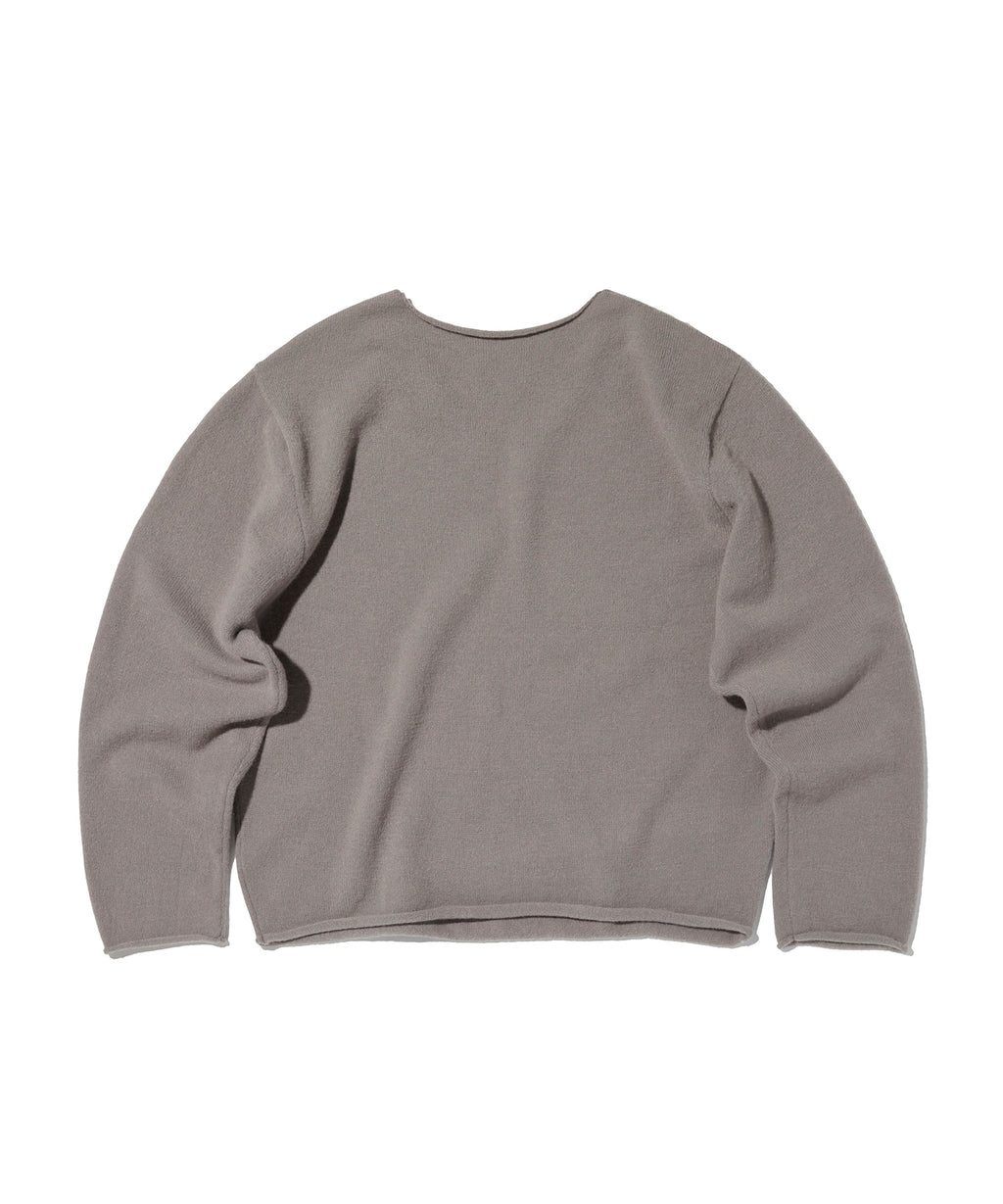 V NECK ROLLED KNIT [GRAY]