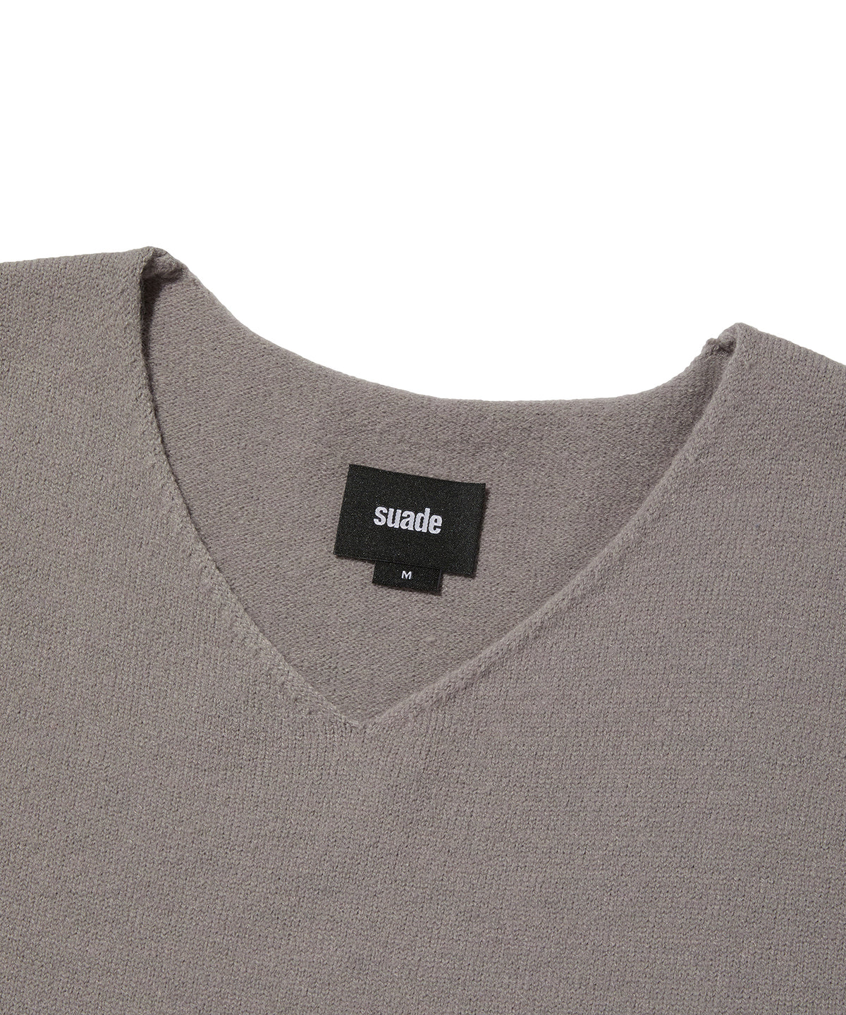 V NECK ROLLED KNIT [GRAY]