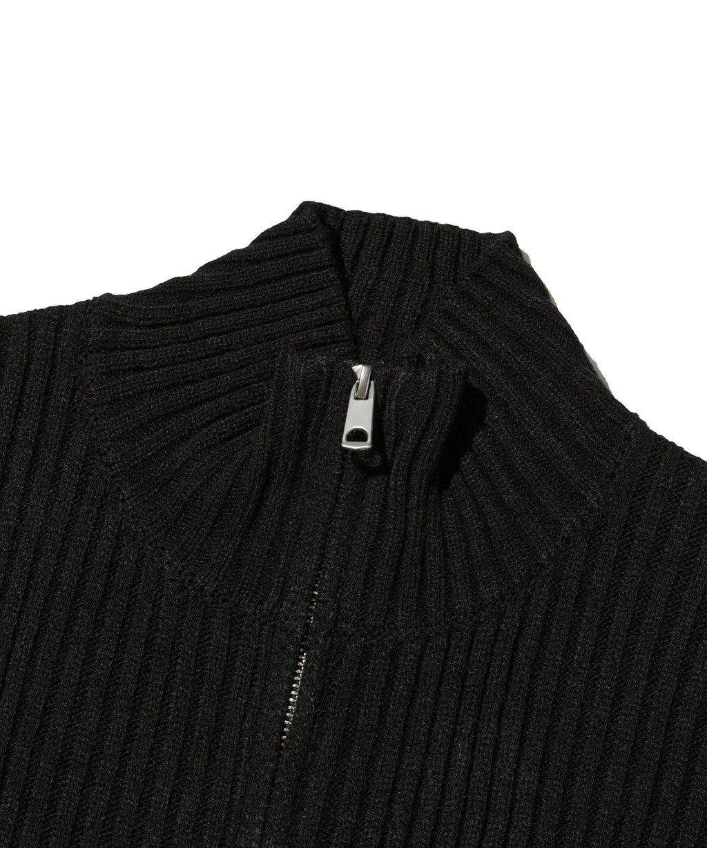 DAMAGE KNIT ZIP UP [BLACK]