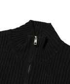 DAMAGE KNIT ZIP UP [BLACK]