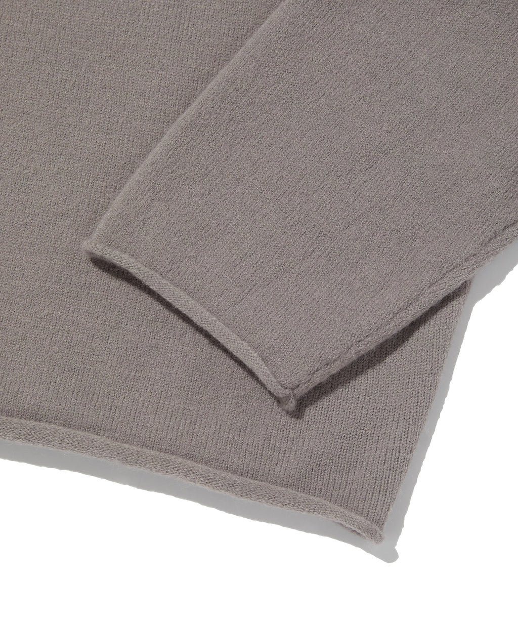 V NECK ROLLED KNIT [GRAY]