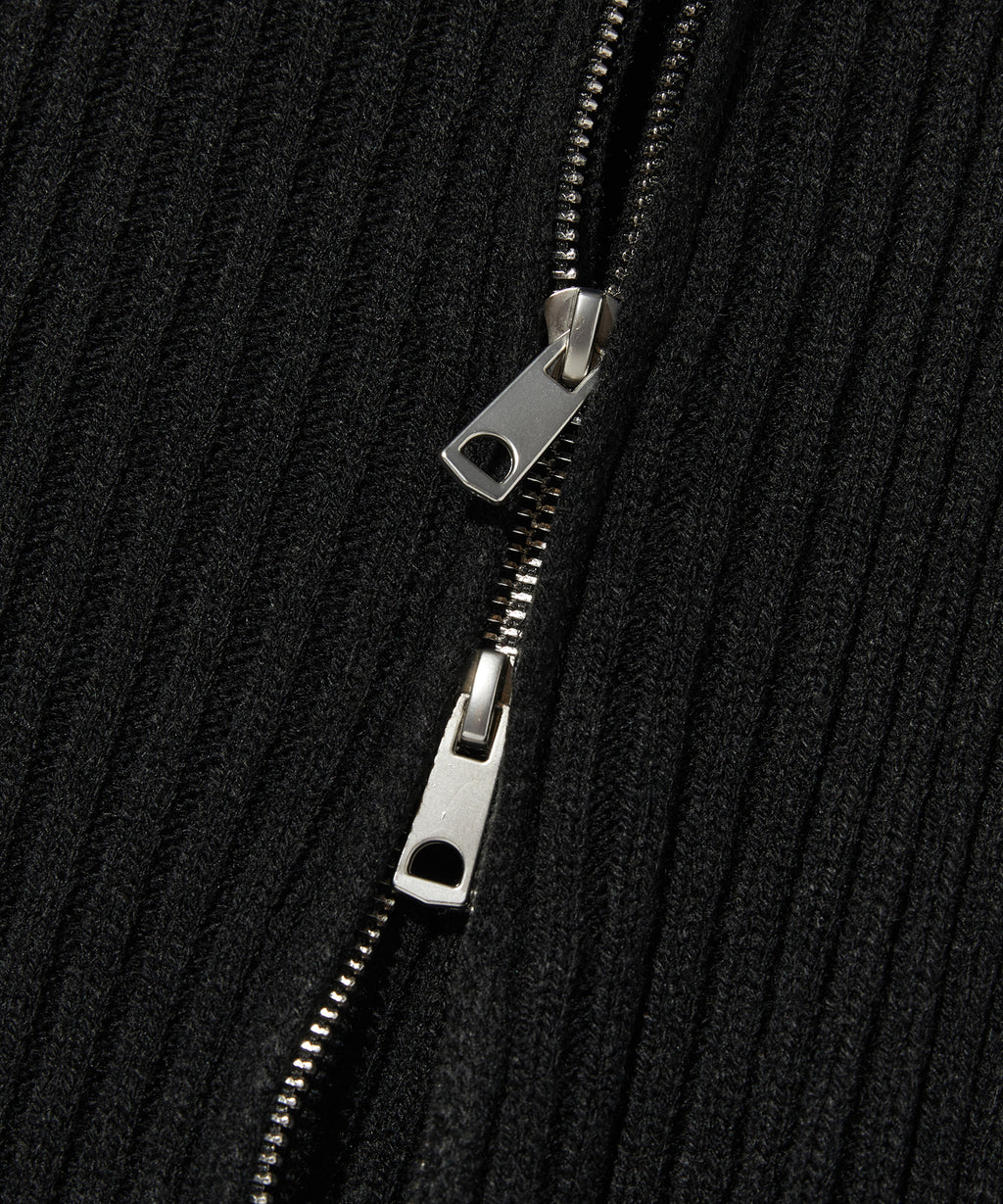 DAMAGE KNIT ZIP UP [BLACK]