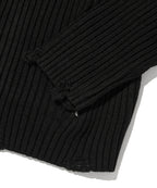 DAMAGE KNIT ZIP UP [BLACK]