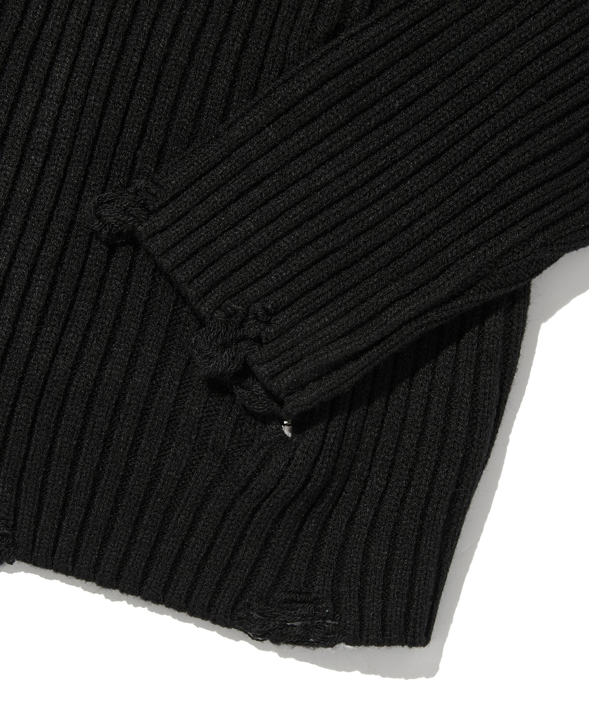 DAMAGE KNIT ZIP UP [BLACK]