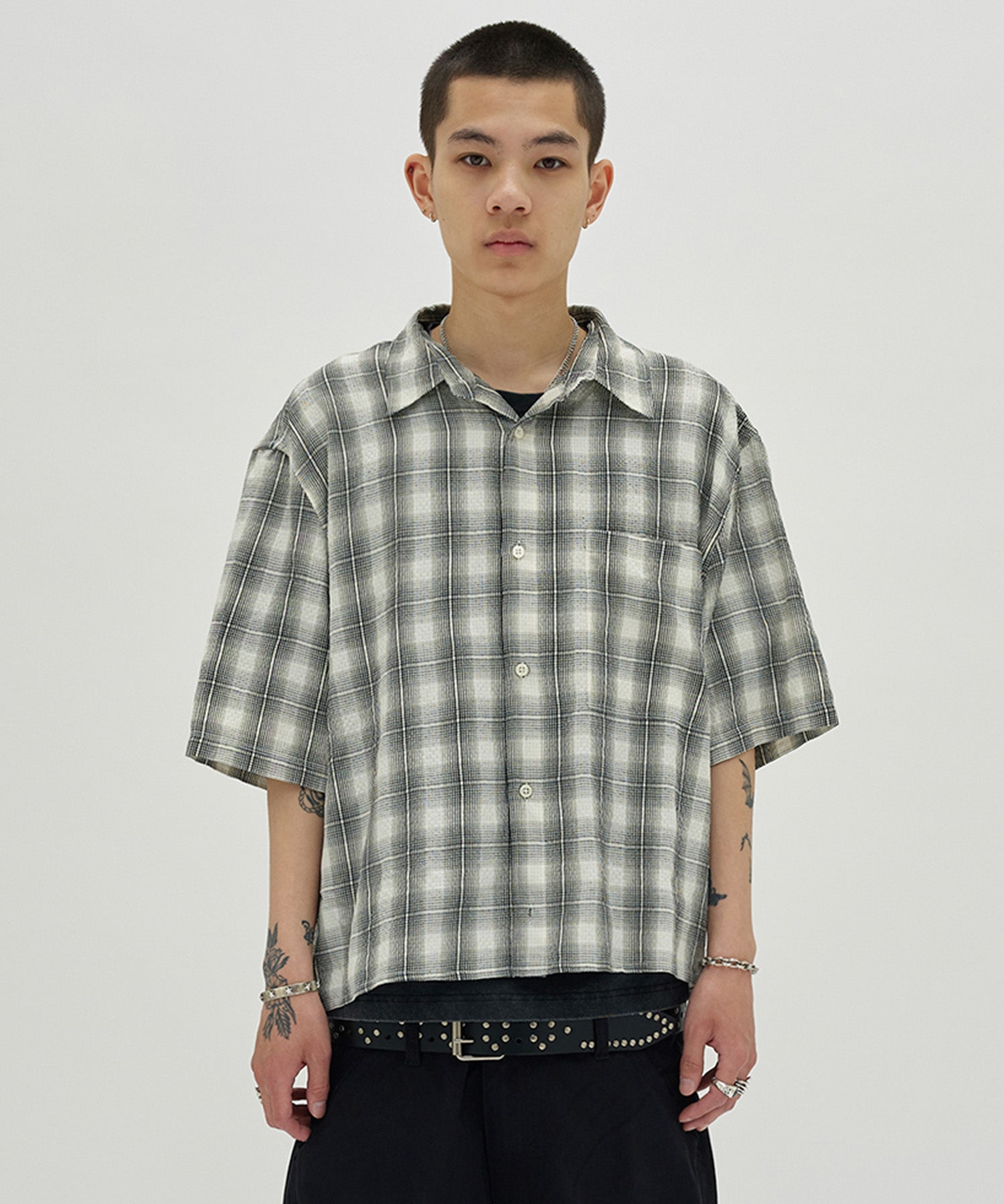 CHECK SHORT SLEEVE SHIRT [IVORY]