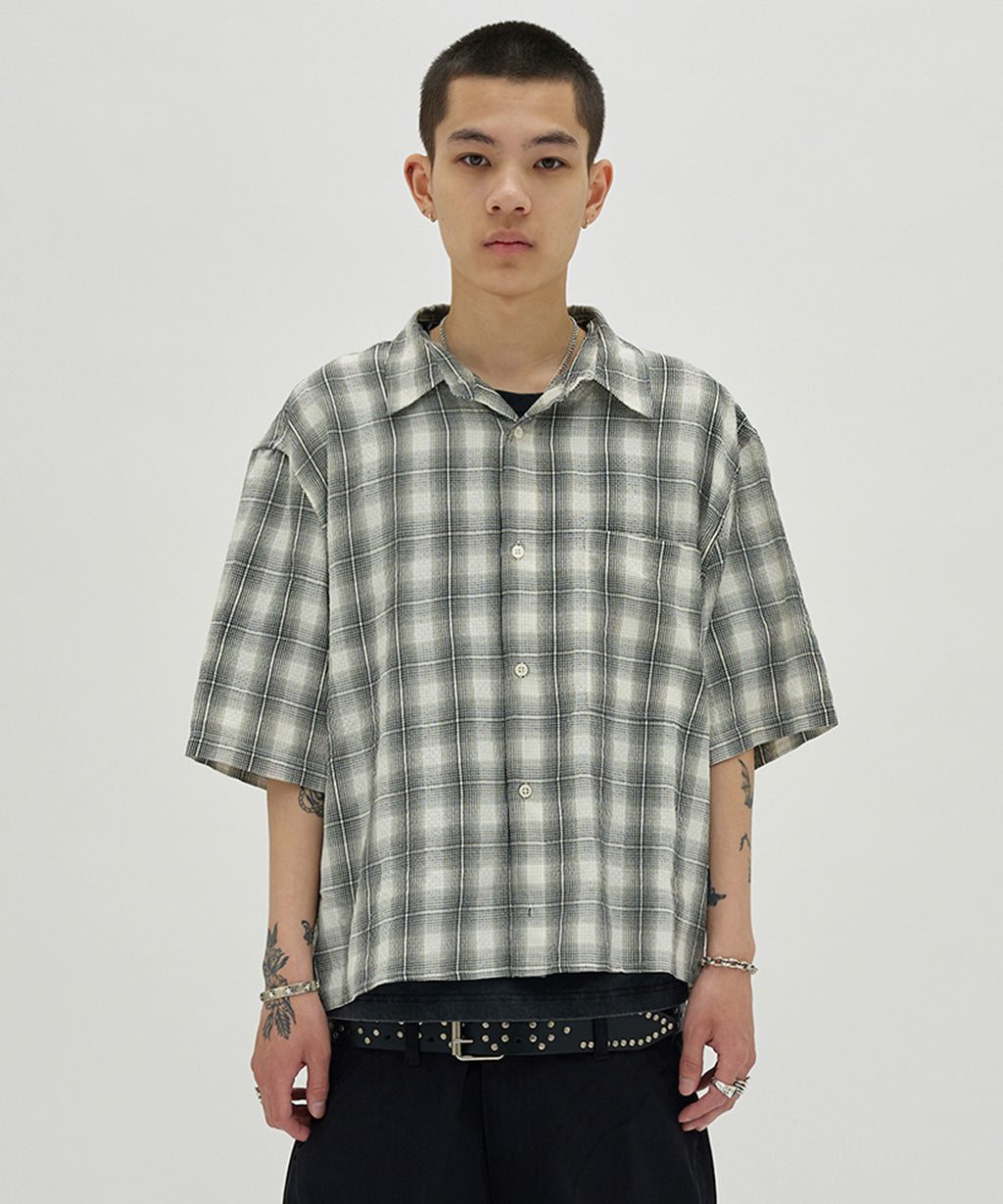 CHECK SHORT SLEEVE SHIRT [IVORY]