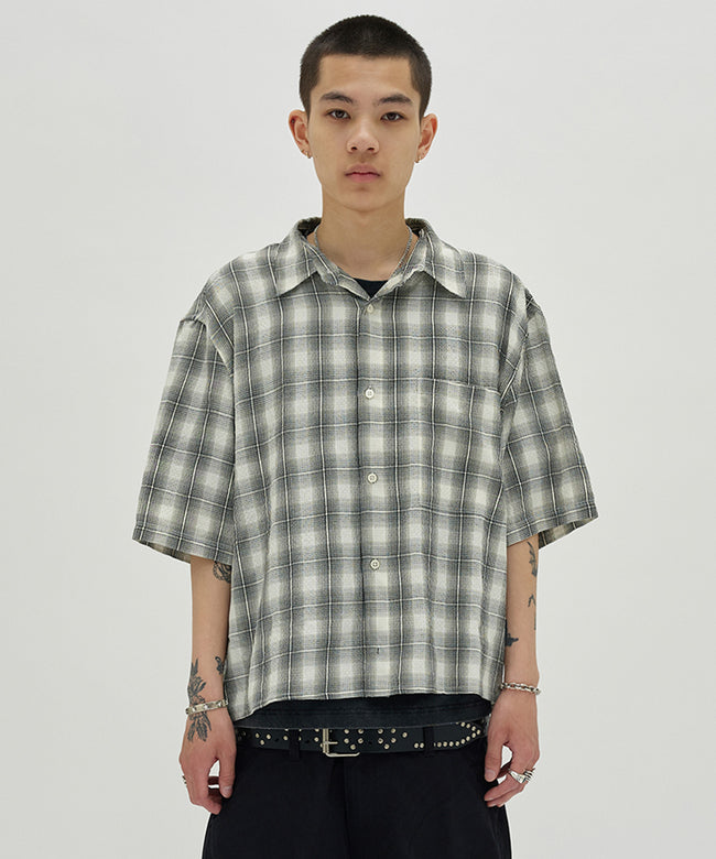 CHECK SHORT SLEEVE SHIRT [IVORY] Hover Image