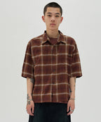 CHECK SHORT SLEEVE SHIRT [LIGHT BROWN]