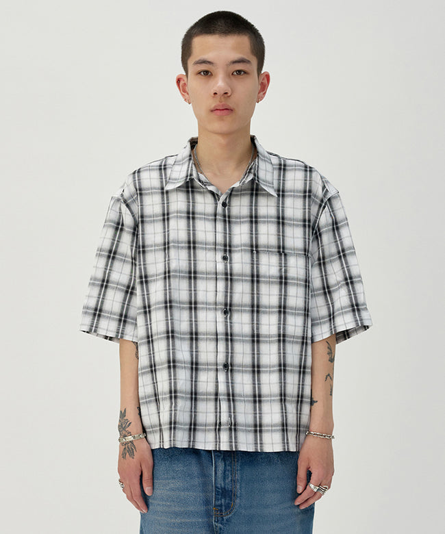 CHECK SHORT SLEEVE SHIRT [WHITE] Hover Image