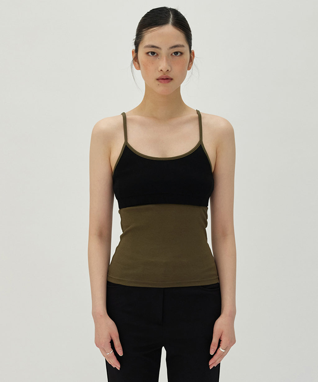 COLOR BLOCK SLEEVELESS [BLACK]
