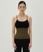 COLOR BLOCK SLEEVELESS [BLACK]