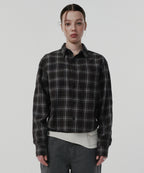 CROPPED CHECK SHIRT [GRAY]