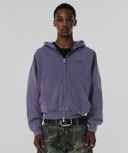 CROPPED WASHED HOOD ZIP UP [PURPLE]