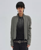 DAMAGE KNIT ZIP UP [GRAY]