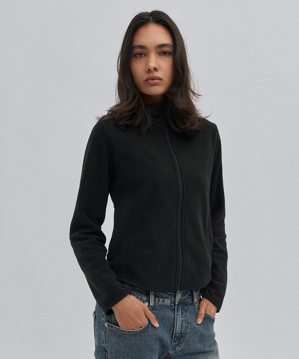 SLIM FLEECE JACKET [BLACK]