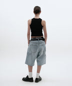 CARPENTER DENIM SHORTS [LIGHT BLUE]