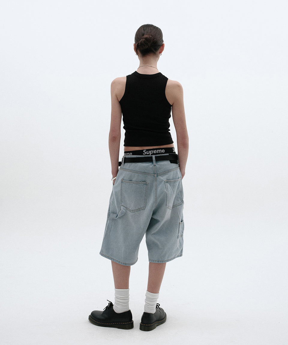 CARPENTER DENIM SHORTS [LIGHT BLUE]